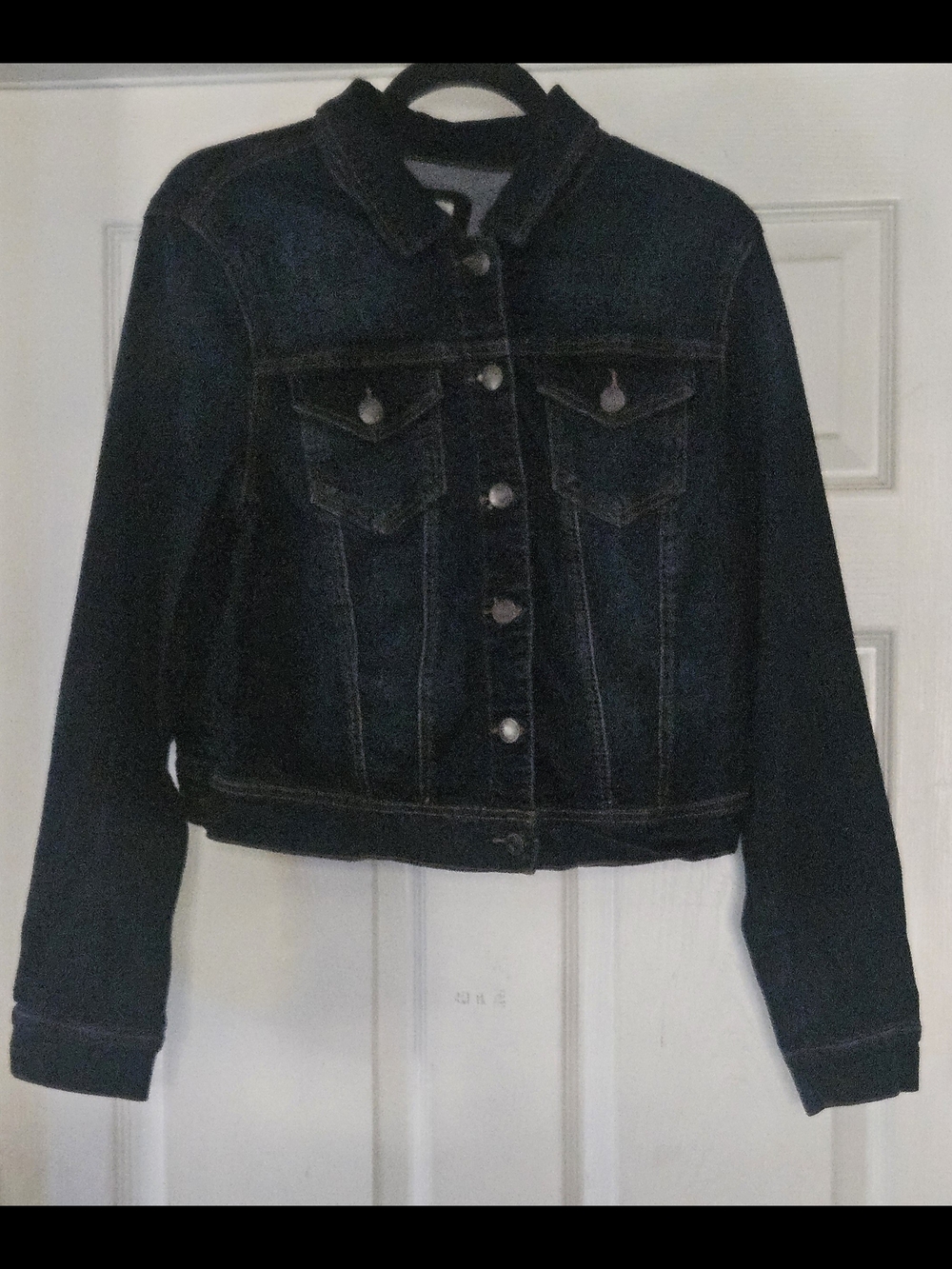 Wax Jean Denim Jacket Dark Wash Classic Front Button Dual Flap Pockets Sz 1XL